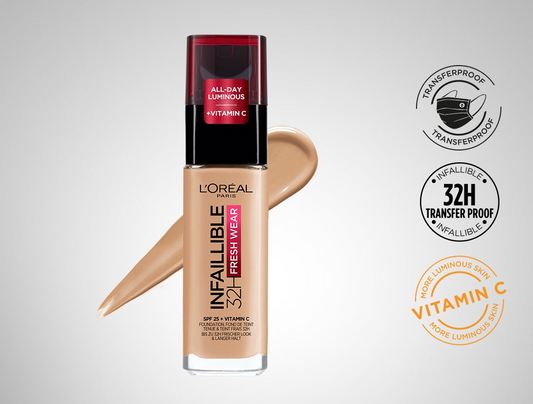 L’oréal Paris Infallible 32h Fresh Wear Foundation, Full-coverage, Longwear With Vitamin C 30ml