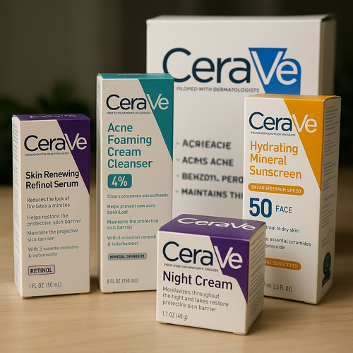 Cerave 4 In 1 Skincare Kit Night Cream, Sunblock, Cleanser & Serum For Radiant Skin