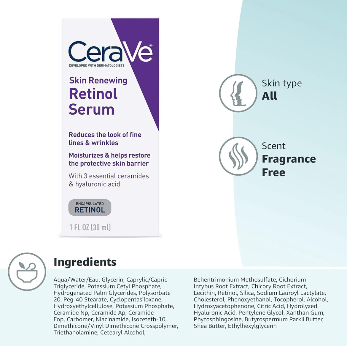 Cerave, Skin Renewing Retinol Serum, (30 Ml) | Master-Copy
