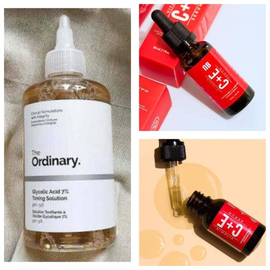 Pack of 2: The Ordinary Glycolic Acid 240ml + Nirvana Botanics Vitamin C Serum 15ml