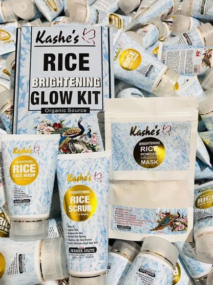 Kashe’s Rice Extract Bright & Glow Kit | Pack of 3 (Face Wash, Scrub, Mask)