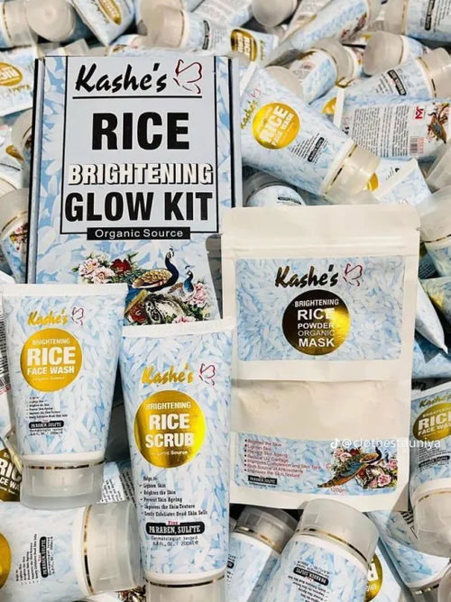 Kashe’s Rice Extract Bright & Glow Kit | Pack of 3 (Face Wash, Scrub, Mask)